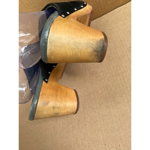 UGG Womens Abbie 5772 Black Suede Clogs Wooden Heel Size 8 Mule Slip on heel - Picture 16 of 16